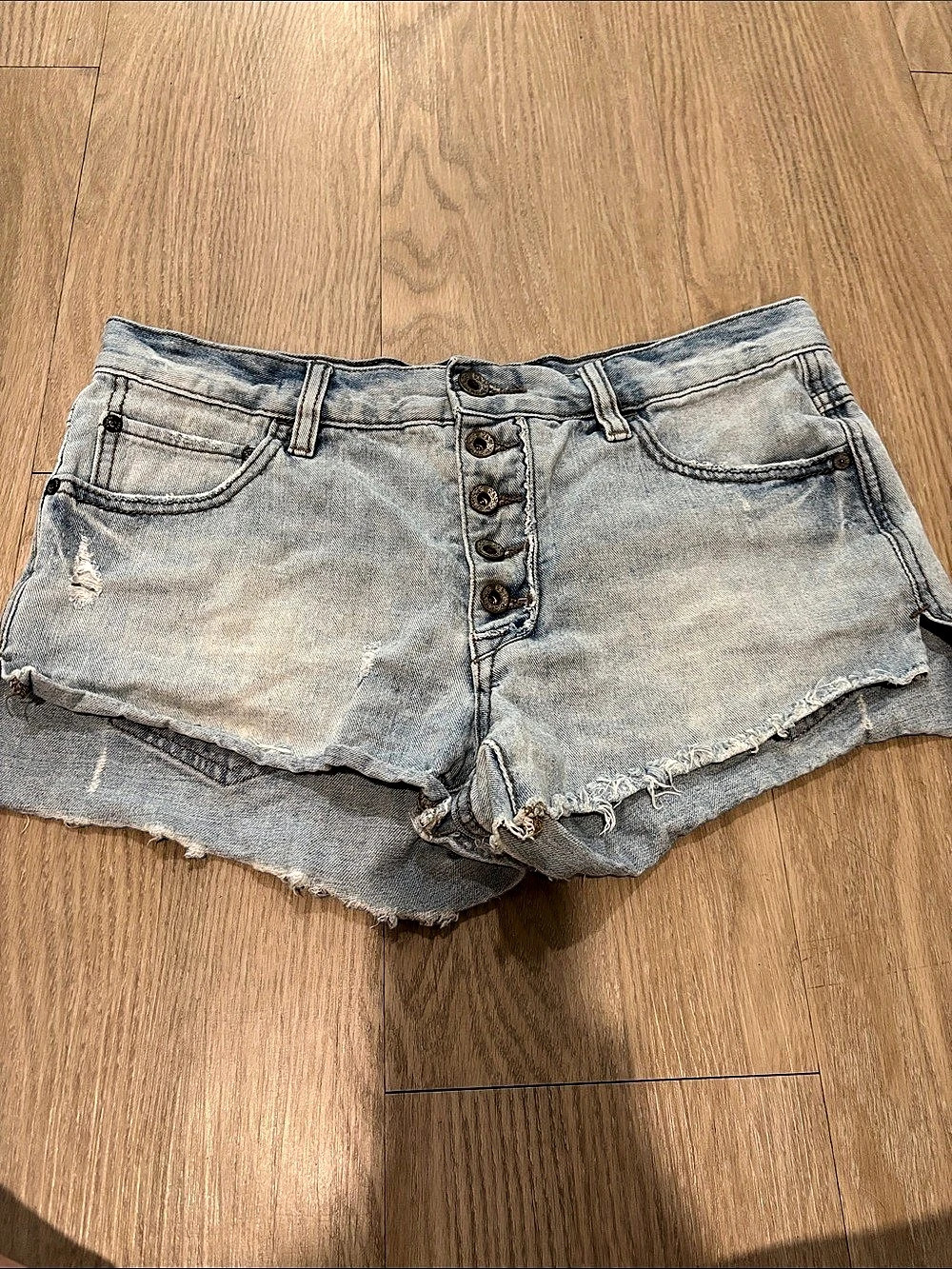 Free People Women's Distressed Denim Jean Short Shorts